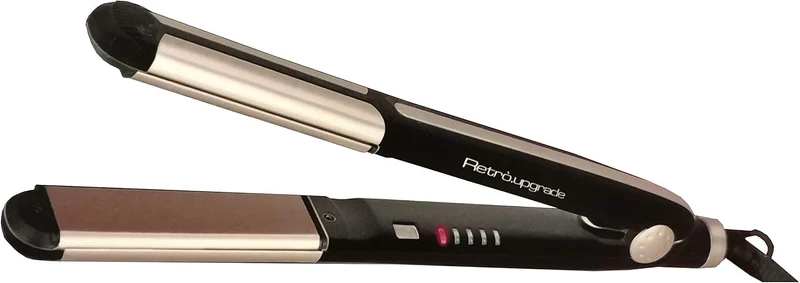 Retro Upgrade Piastra per capelli professionale 602C, nero - Ceramica tormalina IONICA con calore INFRAROSSO - Made Italy