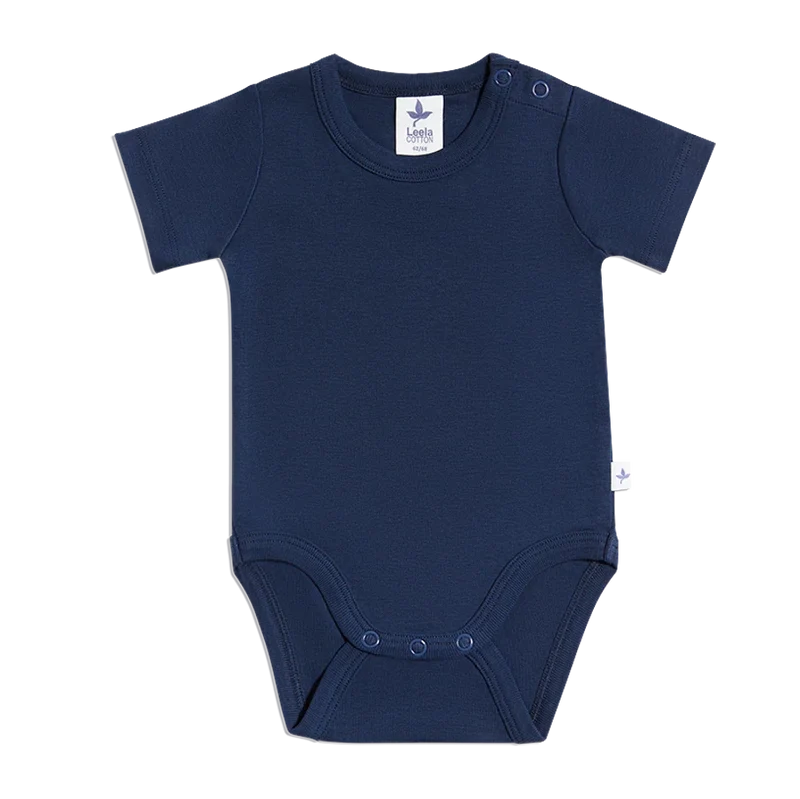 Body a maniche corte blu indigo | LEELA COTTON