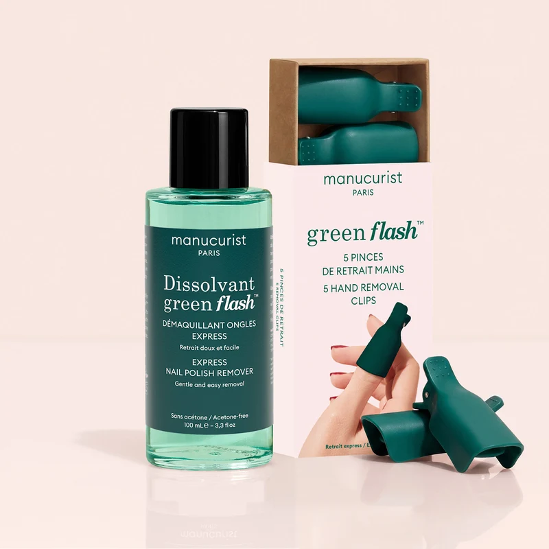 Duo Dissolvant Doux Green Flash™ & Pinces de retrait