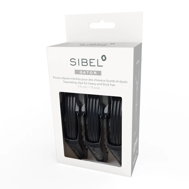 SIBEL GATOR Clips Nere Separa Ciocche Potente 14CM 3PZ