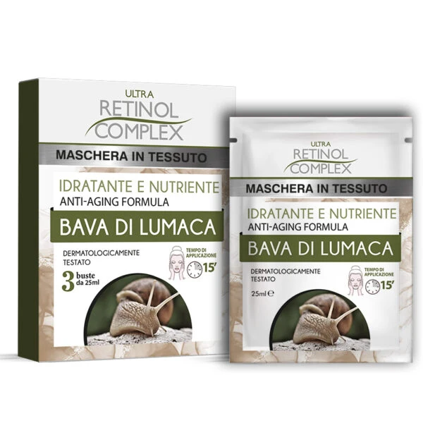 Ultra Retinol Complex 1x Maschera Idratante e Nutriente in Tessuto Bava di Lumaca 25ml