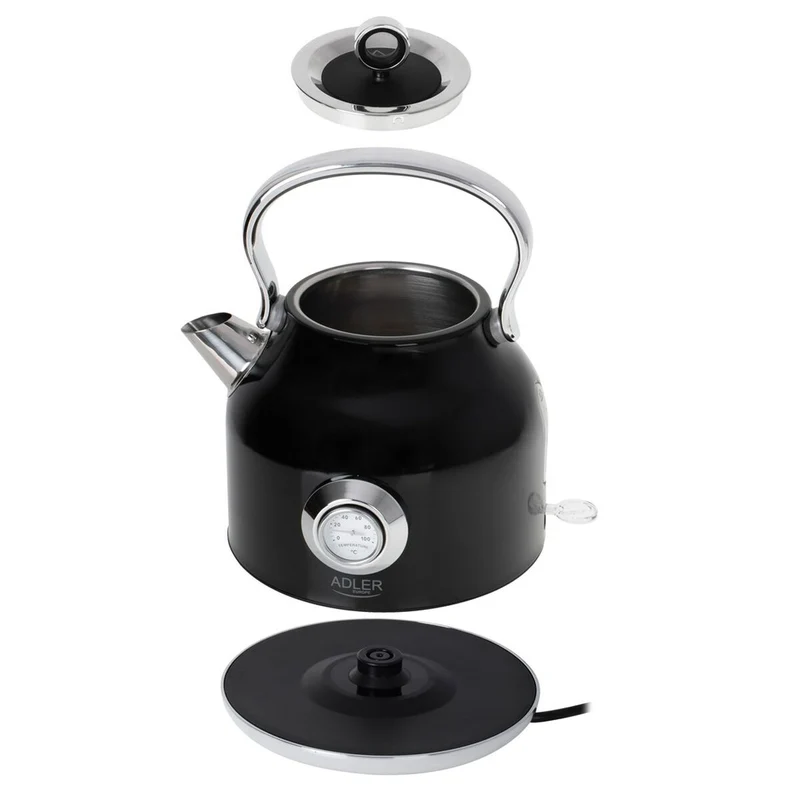 Bollitore Adler AD 1346b Nero Argento Acciaio inox 1850-2200 W 1,7 L