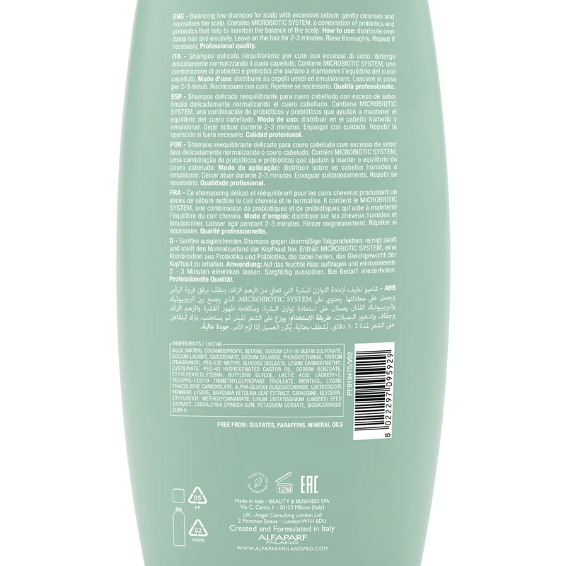 Alfaparf Milano Semi Di Lino Scalp Rebalance Balancing Low Shampoo 1000ml - shampoo delicato seboregolatore
