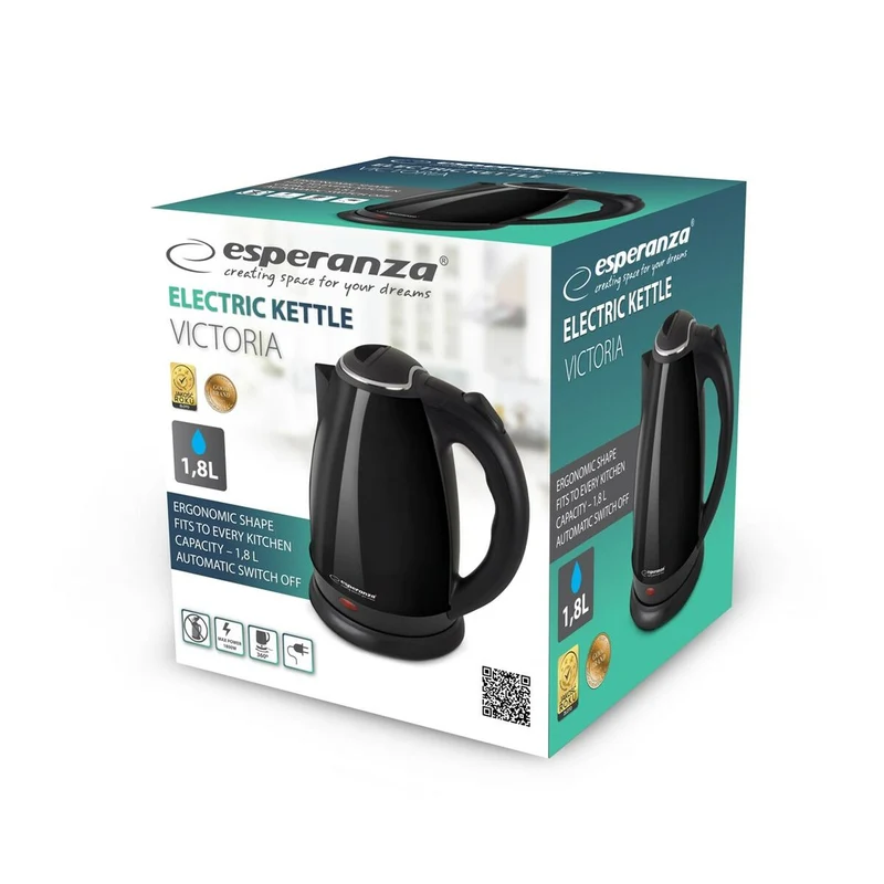Bollitore Esperanza EKK113K Nero Acciaio inossidabile Plastica 1800 W 1,8 L