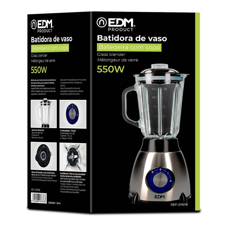 Frullatore a tazza EDM 07678 Nero 550 W 1,5 L