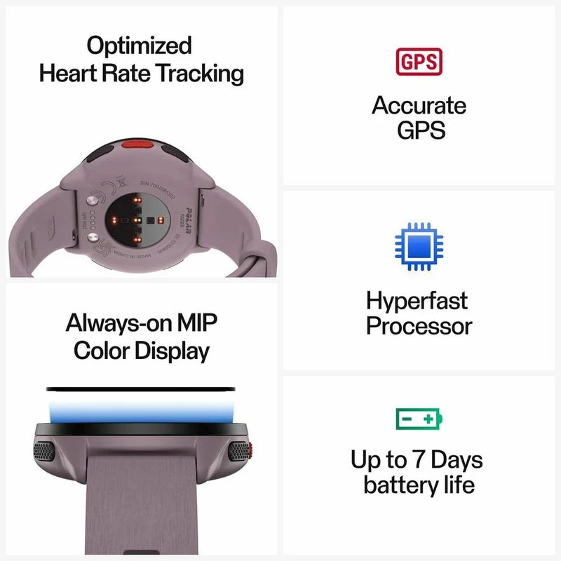 Smart Watch con contapassi Running Polar Purple 1,2"