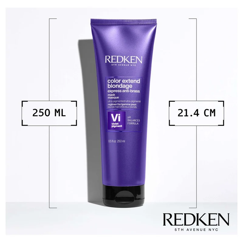 Redken Color Extend Blondage Express Anti-Brass Maschera 250 ML – Maschera Tonalizzante Anti Giallo per Capelli Biondi