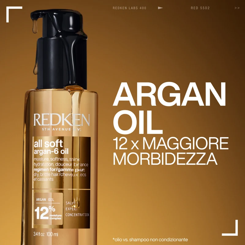 Redken All Soft Argan-6 Oil 100 ML – Olio Nutriente per Capelli Secchi
