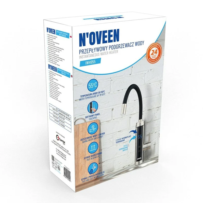 Bollitore N'oveen PODGRZEWACZ IWH955 Nero Argento Acciaio inossidabile 3600 W 3000 W