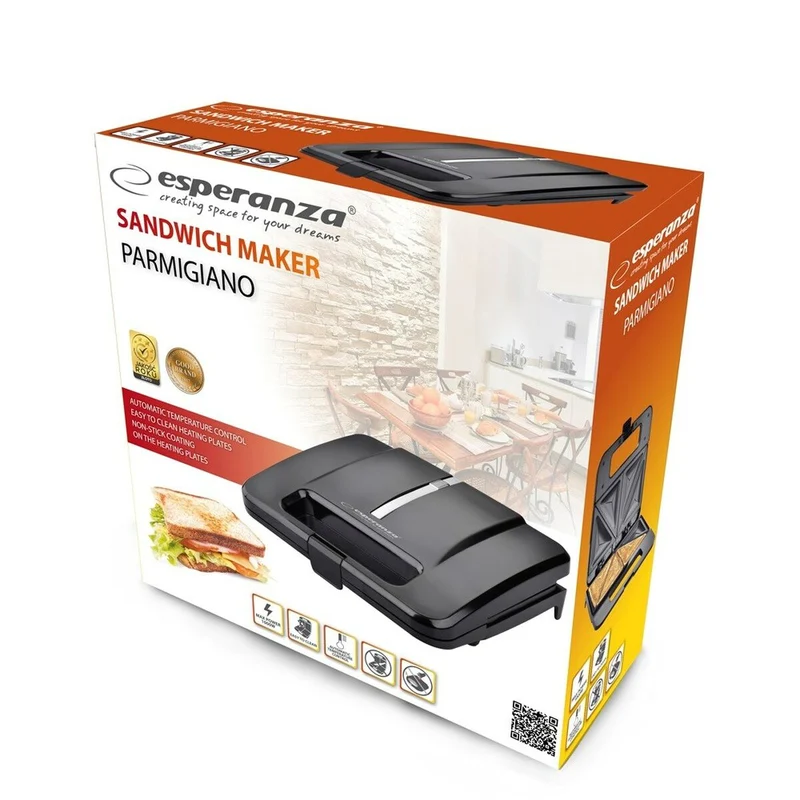 Macchina per panini Esperanza EKT010 Nera 1000 W