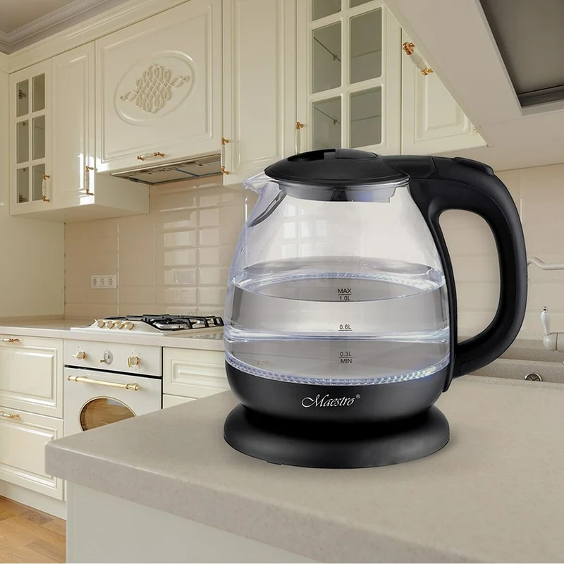 Bollitore Feel Maestro MR-055 Vetro Nero 1100 W 1 L