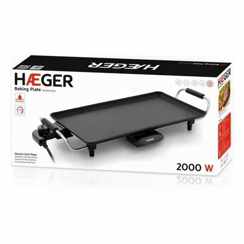 Piastra grill piatta Haeger GR-200.010A Nera 2000 W