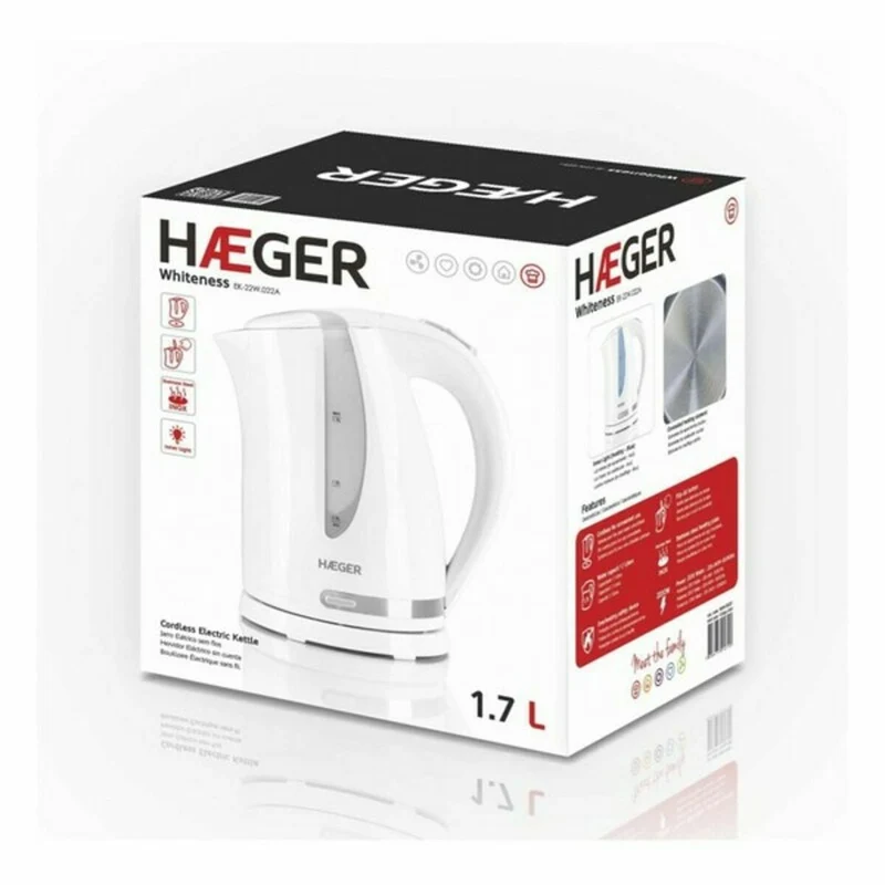 Bollitore Haeger EK-22W.022A Acciaio inossidabile Bianco 2200 W 1,7 L