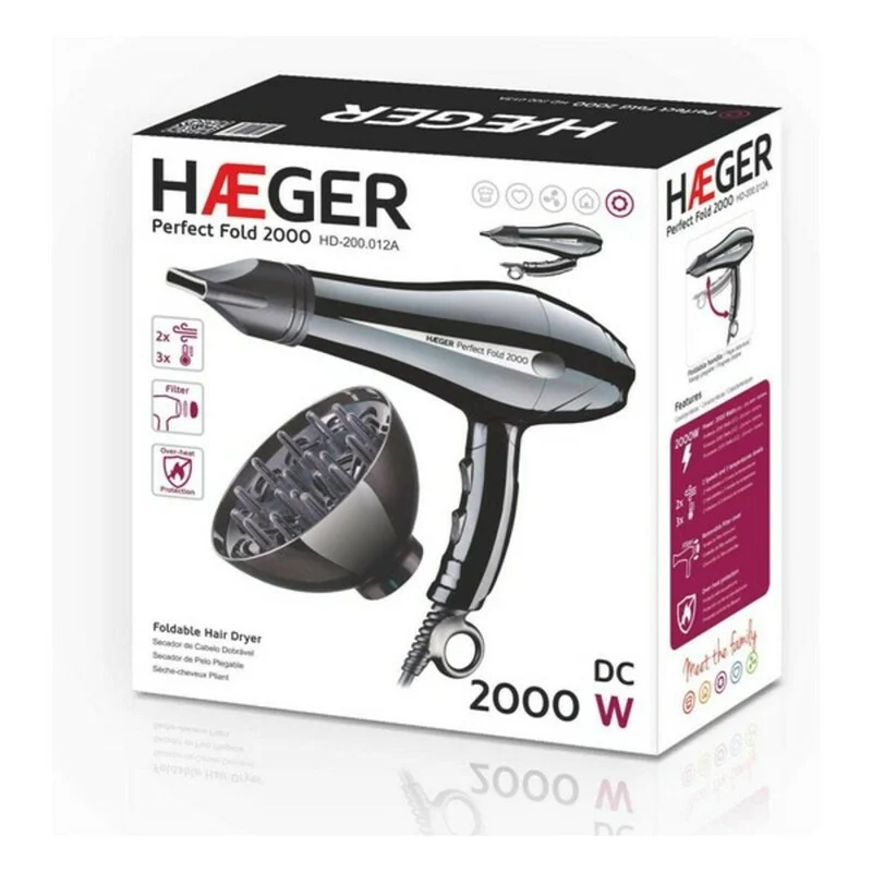 Asciugacapelli Haeger HD-200.012A 2000W Nero 2000 W