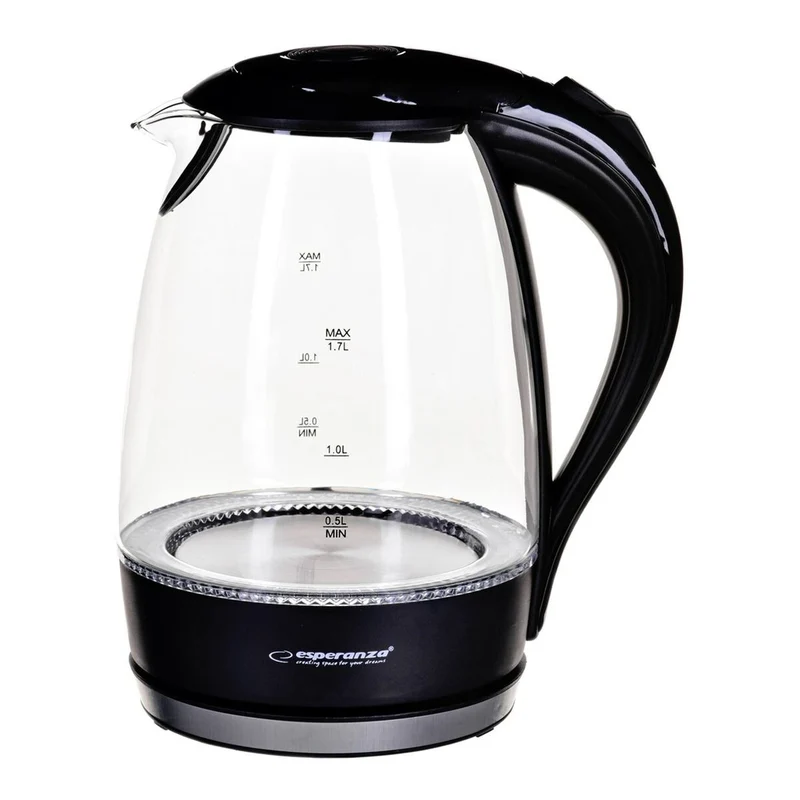 Bollitore Esperanza Vetro Nero Plastica 2200 W 1,7 L
