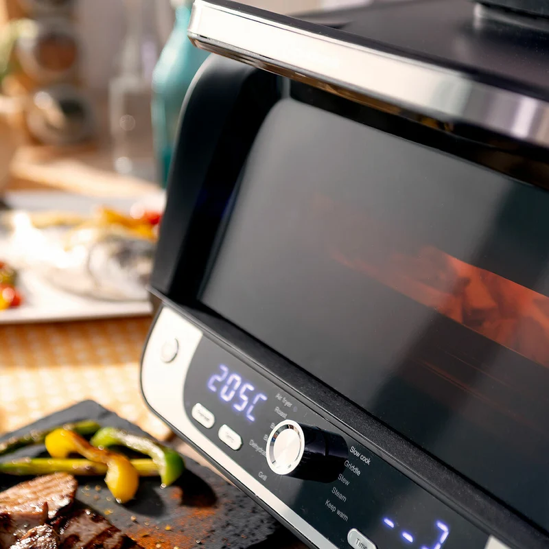 Friggitrice ad Aria con Griglia, Accessori e Ricettario InnovaGoods Fryinn 12-in-1 6000 Acciaio Nero 3400 W 6 L
