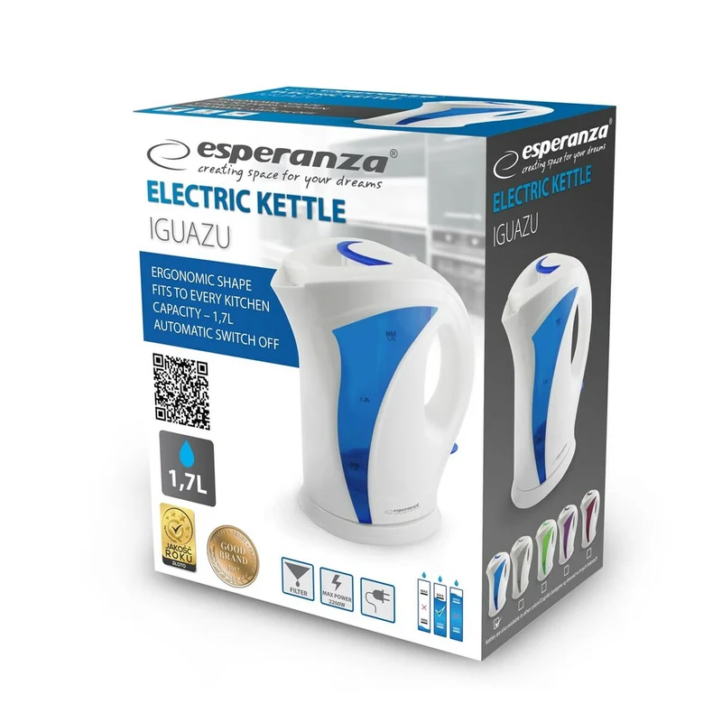 Bollitore Esperanza EKK018G Blu Bianco Plastica 2200 W 1,7 L
