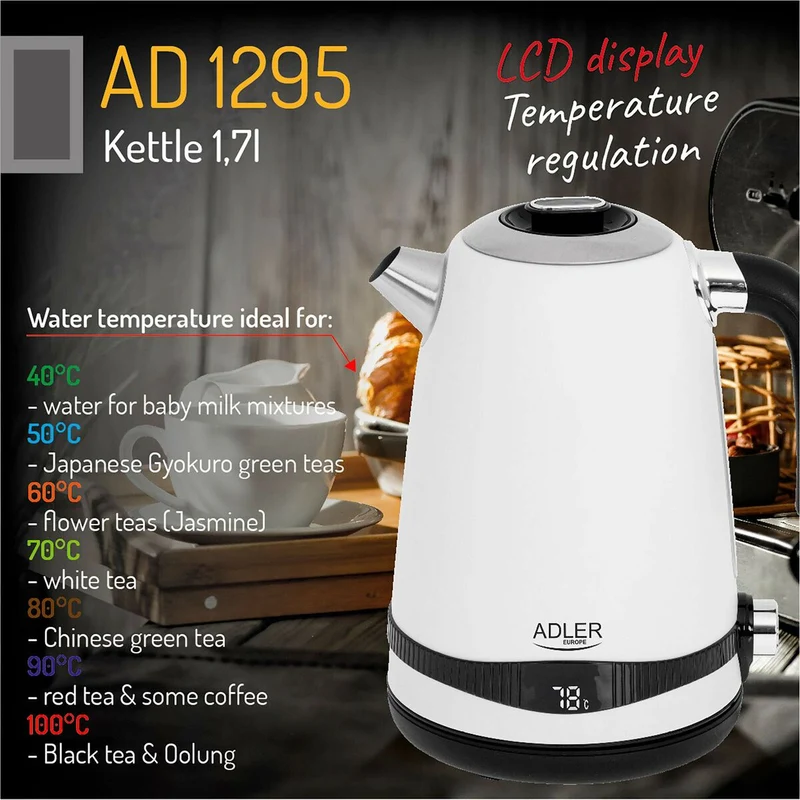 Bollitore Adler Bianco Acciaio inox 2200 W 1,7 L