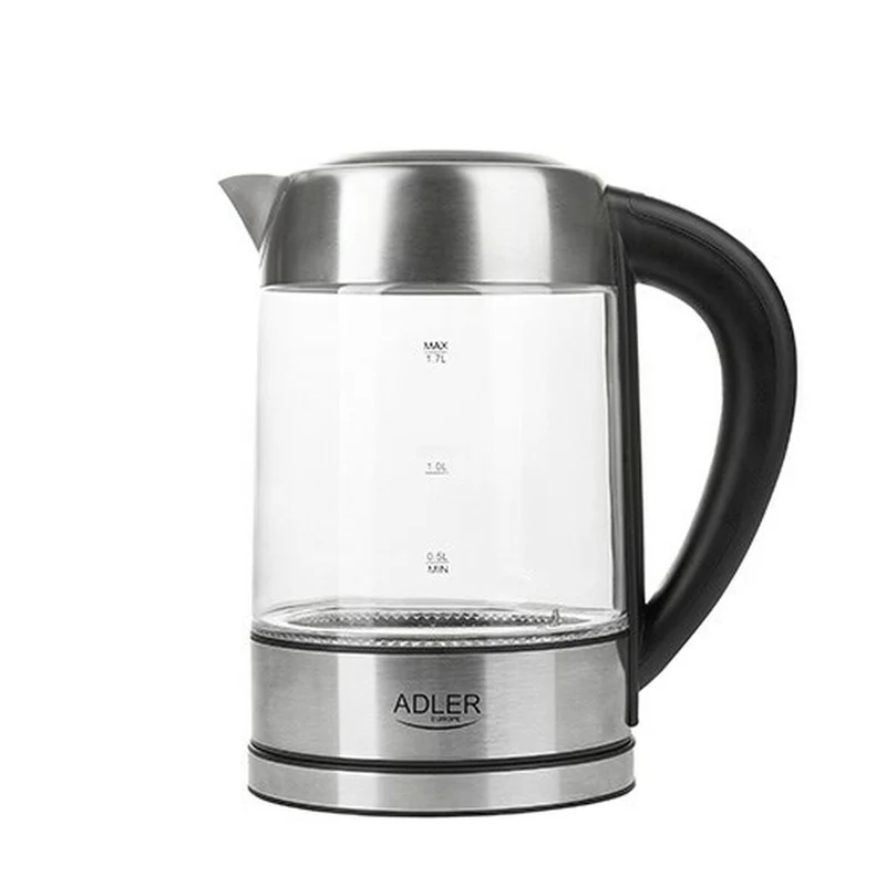 Bollitore Adler AD 1247 Cristallo Acciaio Vetro Grigio 2200 W 1,7 L