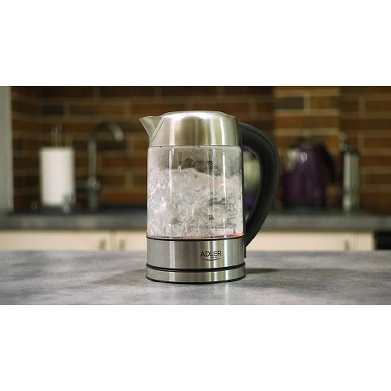 Bollitore Adler AD 1247 Cristallo Acciaio Vetro Grigio 2200 W 1,7 L