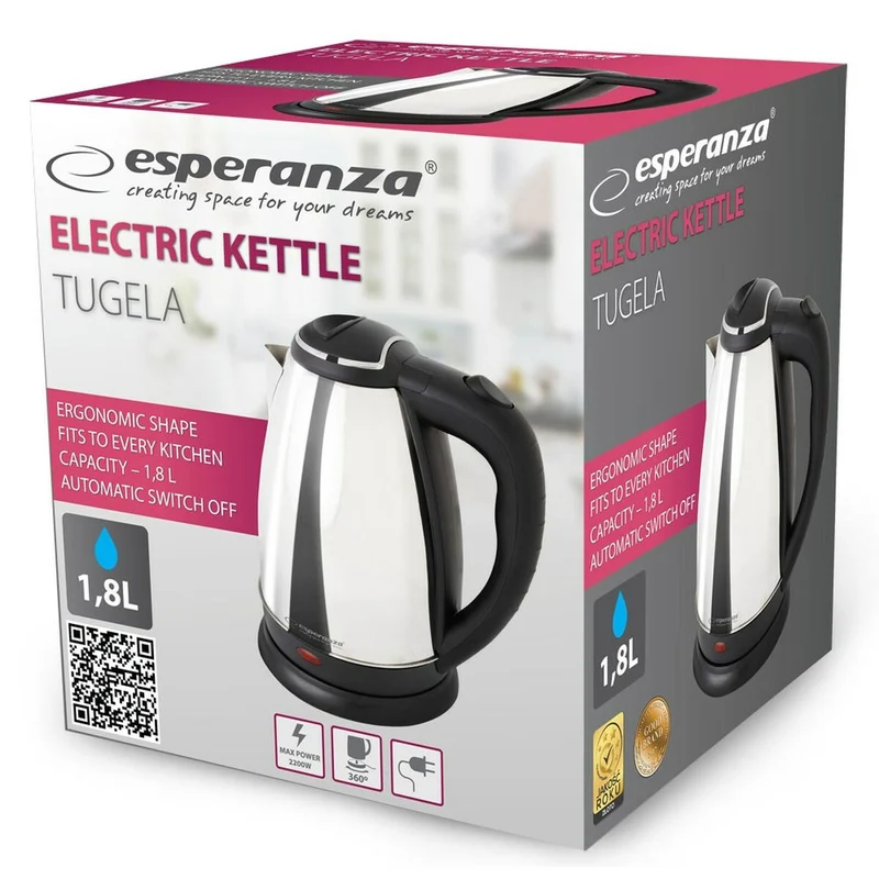 Bollitore Esperanza EKK104S Argento Acciaio inossidabile Plastica 2200 W 1,8 L