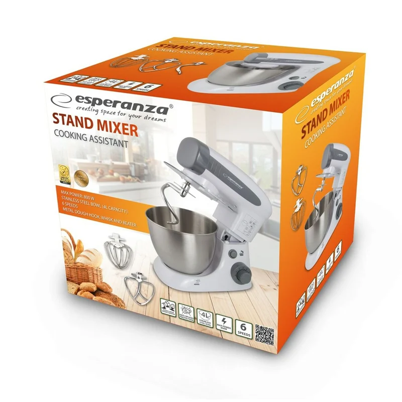 Robot da cucina Esperanza EKM024 Bianco Grigio 800 W 4 L