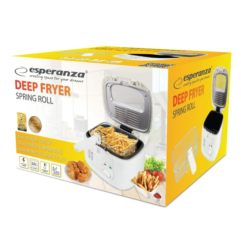 Friggitrice ad Aria Esperanza EKG012 Bianca 1800 W 2,5 L