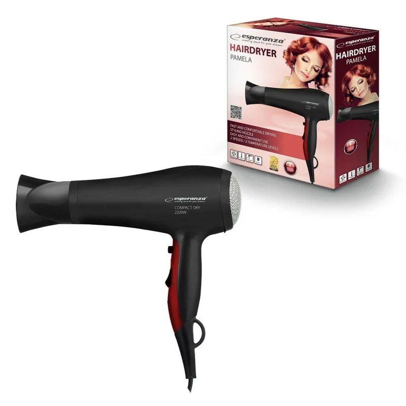 Asciugacapelli Esperanza EBH004K Nero 2200 W