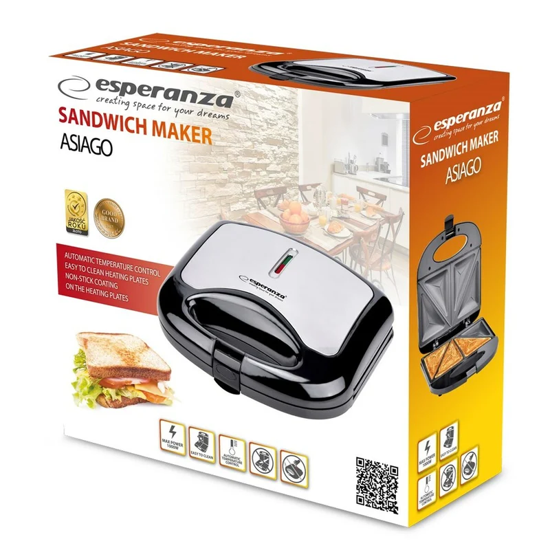 Macchina per panini Esperanza EKT011 Nera 1000 W