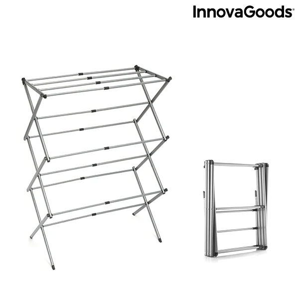 Stendibiancheria Pieghevole ed Estensibile in Metallo con 3 Livelli Cloxy InnovaGoods (11 Barre)