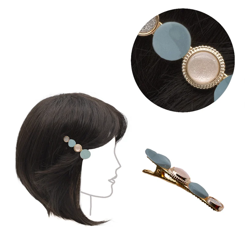 VIAHERMADA Molletta Clip in metallo con decori Celeste 6cm