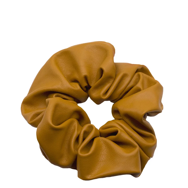 VIAHERMADA Scrunchy per Capelli in Ecopelle Ocra