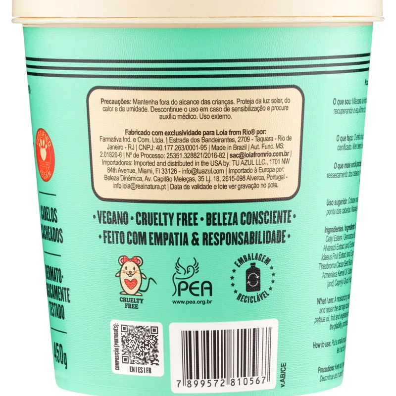 Lola From Rio Meu Cacho Minha Vida Máscara Hidratante 450gr - maschera idratante