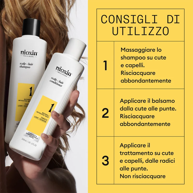 Nioxin Sistema 1 Kit Trifasico 150ml - kit anti assottigliamento lieve