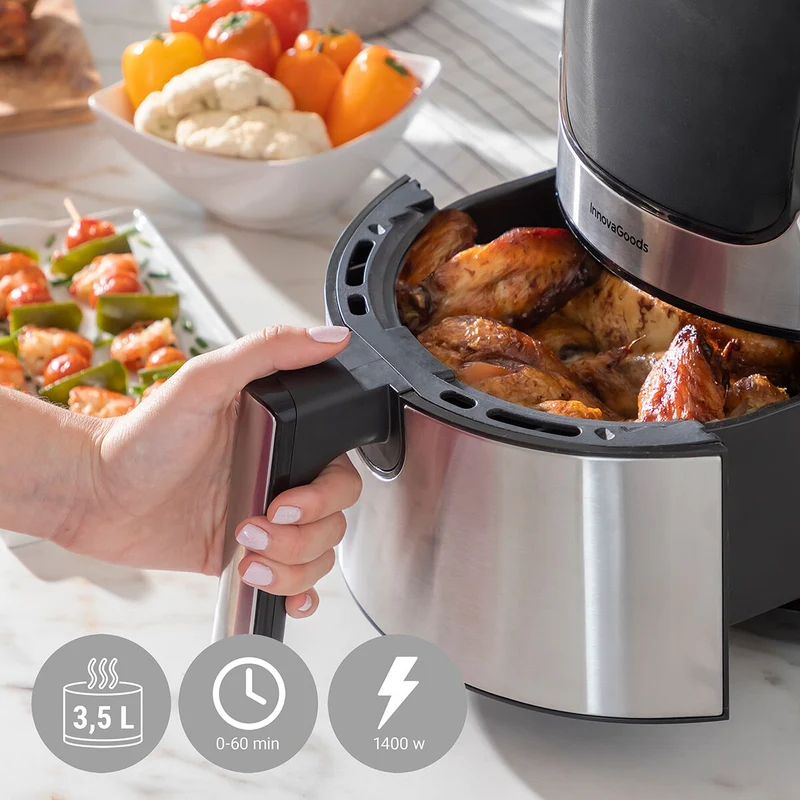 Friggitrice ad Aria InnovaGoods Fryinn 3500 Nera 1400 W 3,5 L Acciaio inossidabile