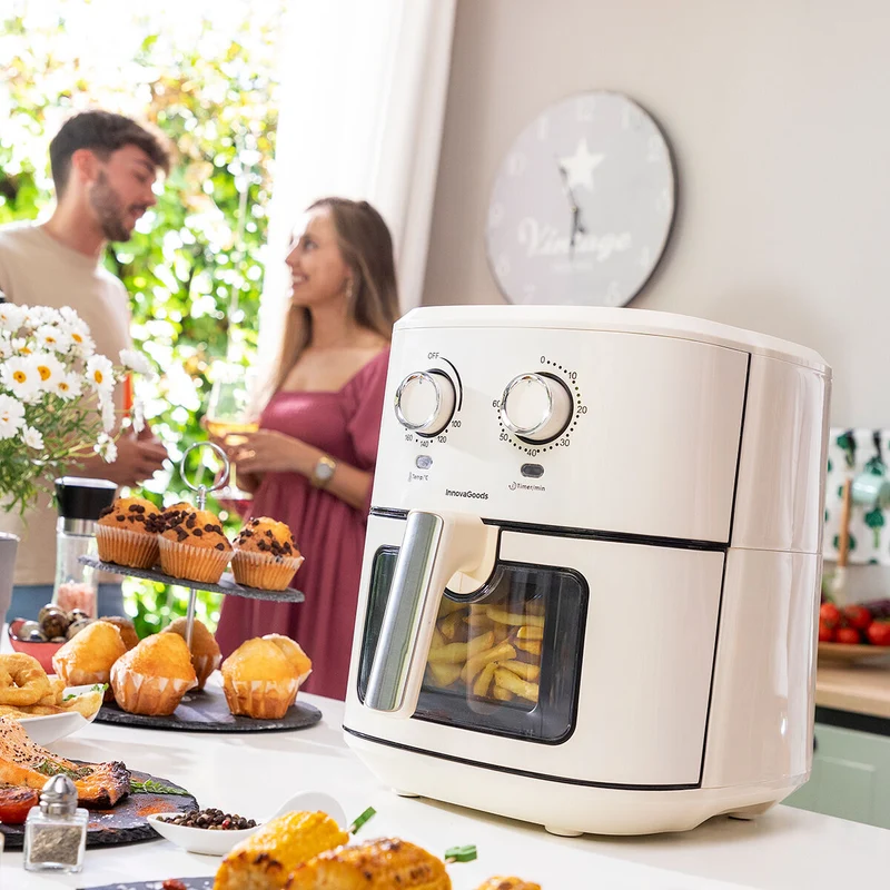 Friggitrice ad Aria InnovaGoods Vynner Pro 6500 Cream 1700 W 6,5 L Acciaio inox