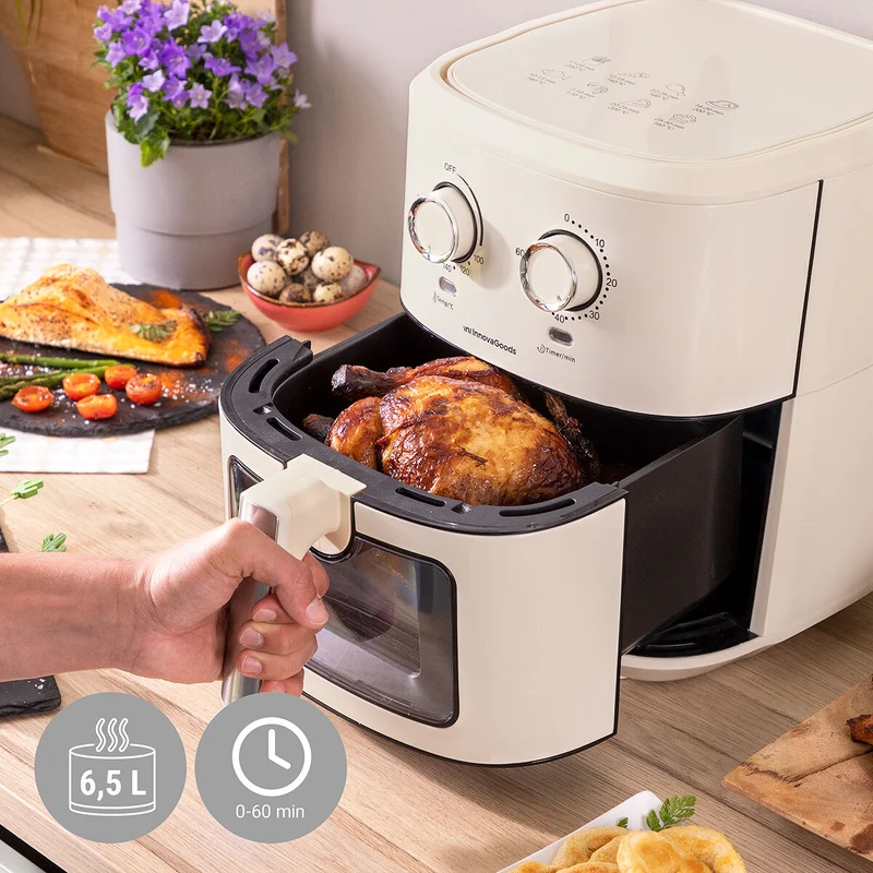 Friggitrice ad Aria InnovaGoods Vynner Pro 6500 Cream 1700 W 6,5 L Acciaio inox