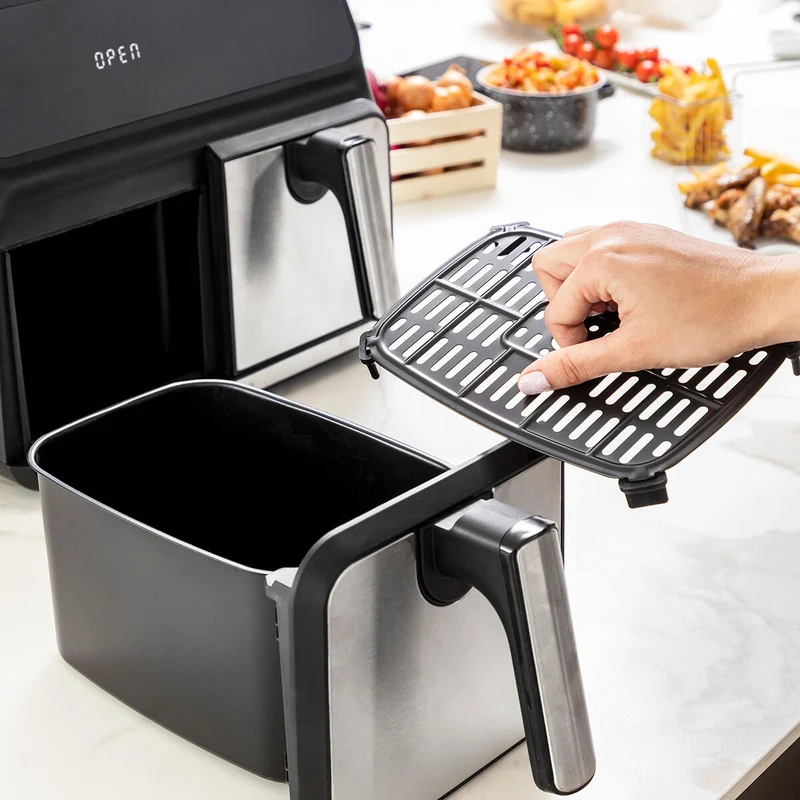 Friggitrice ad Aria InnovaGoods Fryinn Double 8000 Nera 3400 W 8 L Acciaio inossidabile