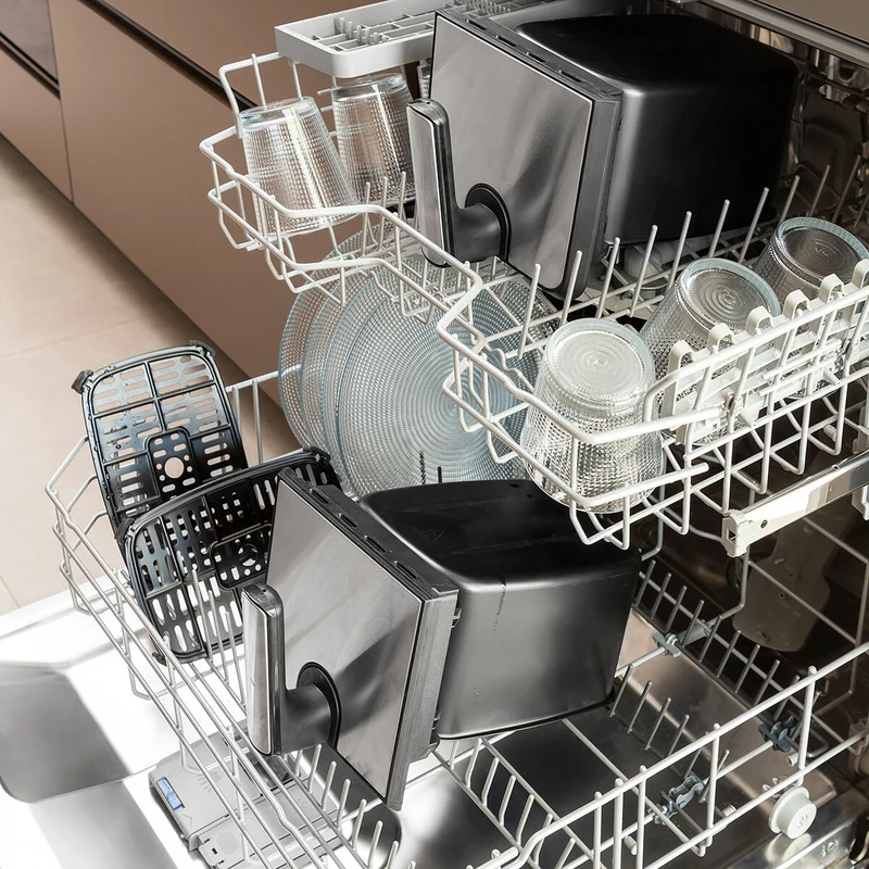 Friggitrice ad Aria InnovaGoods Fryinn Double 8000 Nera 3400 W 8 L Acciaio inossidabile