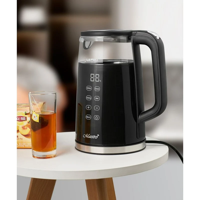 Bollitore Feel Maestro MR-049 Vetro borosilicato cristallo trasparente nero 2200 W 1,7 L