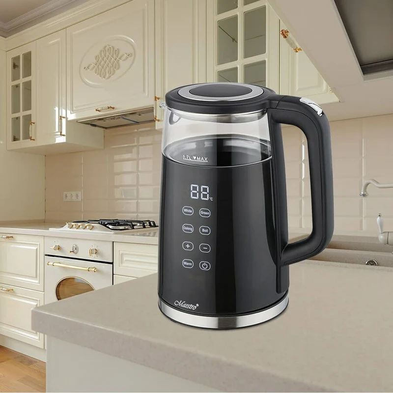 Bollitore Feel Maestro MR-049 Vetro borosilicato cristallo trasparente nero 2200 W 1,7 L