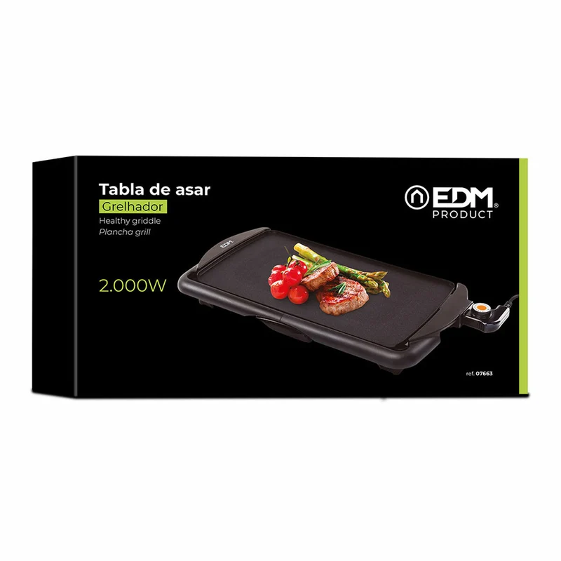 Piastra grill piatta EDM 07663 Nero 2000 W