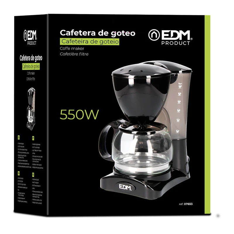 Macchina per caffè americano EDM 07653 Nero 550 W 6 Tazze 0,6 L