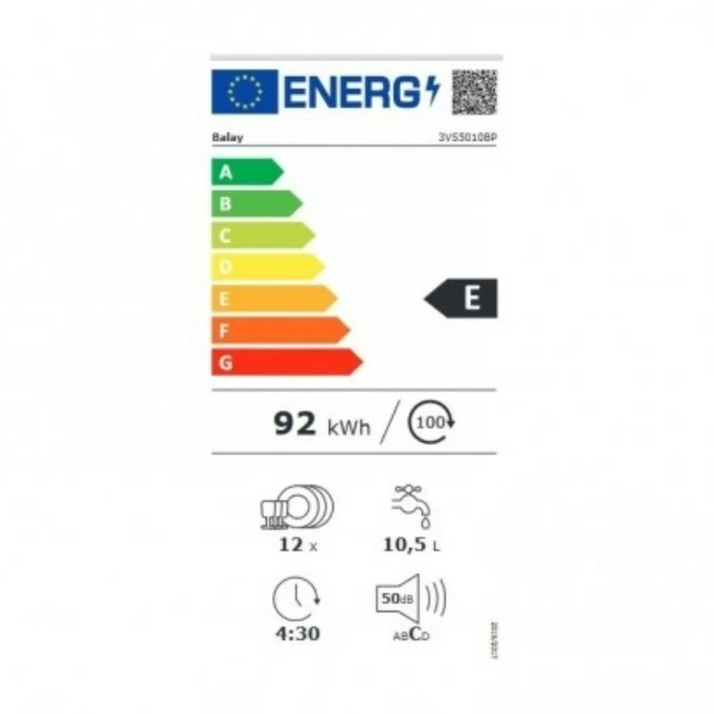 Lavastoviglie Balay 3VS5010BP Bianco 60 cm (60 cm)