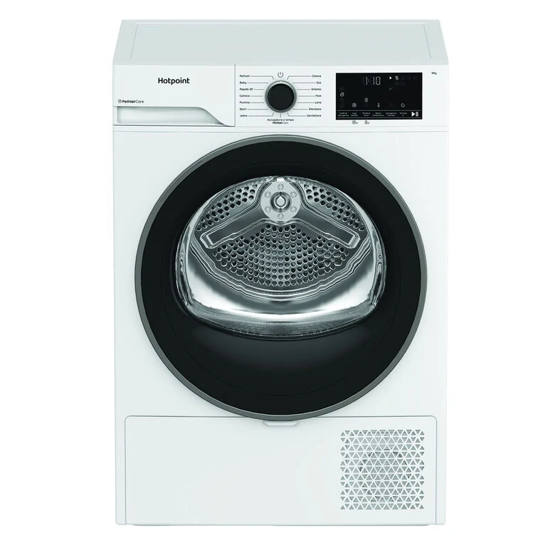 Hotpoint Ariston HPT 94D BS IT Asciugatrice A Libera Installazione 9 Kg, Pompa Di Calore, PetHairCare, GentleCare, Classe C, Bianco