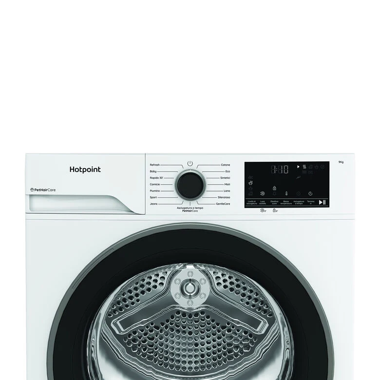 Hotpoint Ariston HPT 94D BS IT Asciugatrice A Libera Installazione 9 Kg, Pompa Di Calore, PetHairCare, GentleCare, Classe C, Bianco