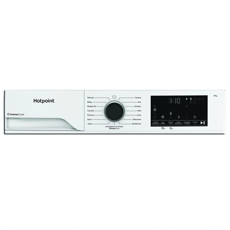 Hotpoint Ariston HPT 94D BS IT Asciugatrice A Libera Installazione 9 Kg, Pompa Di Calore, PetHairCare, GentleCare, Classe C, Bianco