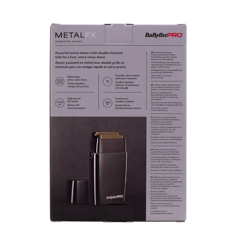 Babyliss Pro 4Artist Double Foil Metal Shaver GunSteel FOILFX02 - rasoio di finitura in metallo