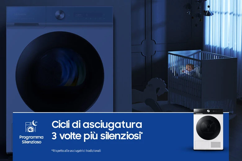 Samsung Asciugatrice DV90BB9445GE Bespoke AI SilentDry 9Kg A+++