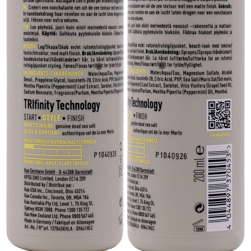 KMS Hair Play Sea Salt Spray 200ml - spray per look spettinati effetto mare